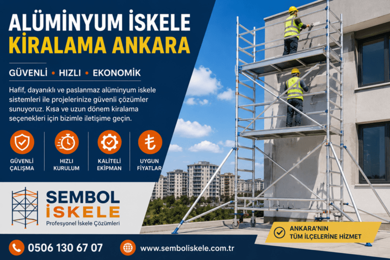 Ankara alüminyum iskele kiralama hizmeti kapsamında Sembol İskele tarafından güvenli alüminyum iskele sistemi ile dış cephe bakım ve boya çalışması gerçekleştirilmektedir.